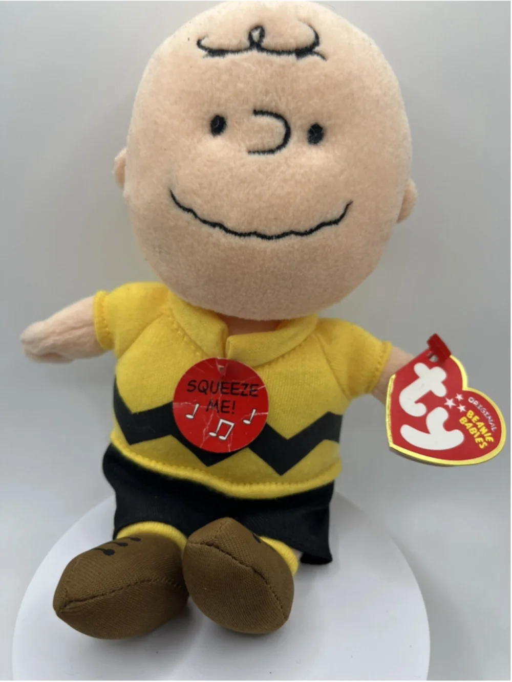 VTG Peanuts 2010 TY Beanie Baby Charlie Brown NEEDS BATTERIES RETIRED WITH TAG